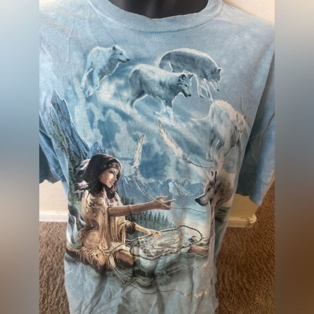 Vtg The Mountain Meiklejohn 2001 Native Woman Wolf Spirit Oklahoma T-Shirt XL - Picture 1 of 4